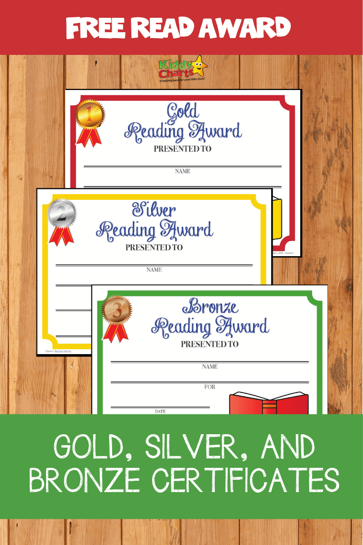 We have some amazing FREE gold, silver and bronze reading certificates for you on the site today. Download them NOW! #reading #kids #books #printables #certificates #homeschooling