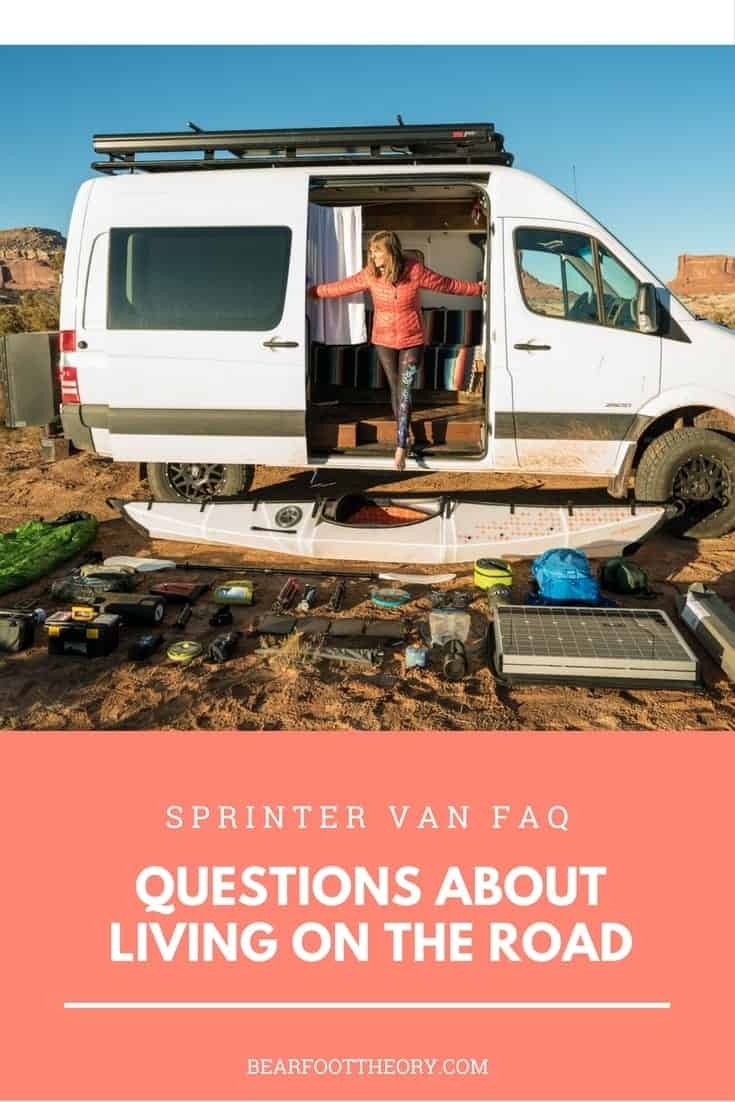 Curious about van life? Get answers in this Sprinter Van FAQ. How to find campsites, showering & laundry, finding community, safety, and more.