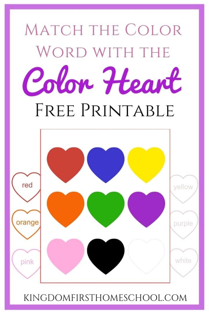 Use this free heart match printable for your kiddos to learn the color sight words in a fun, simple and easy way.