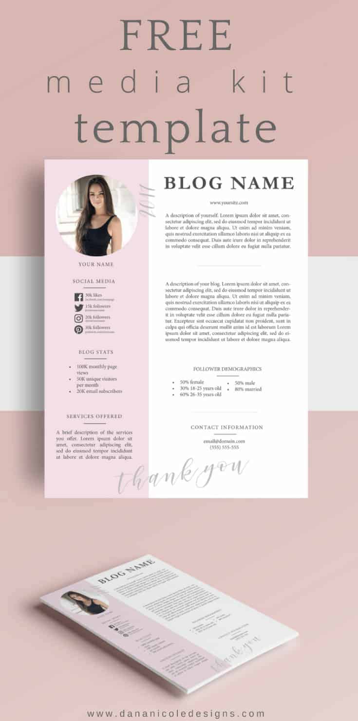 Media Kit for bloggers Mockup. Pink and grey