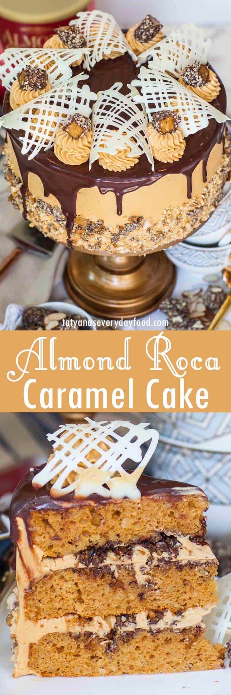 Almond Roca Caramel Cake video recipe
