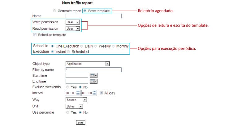 Figure 4: Options for scheduling a report using TRAFip.