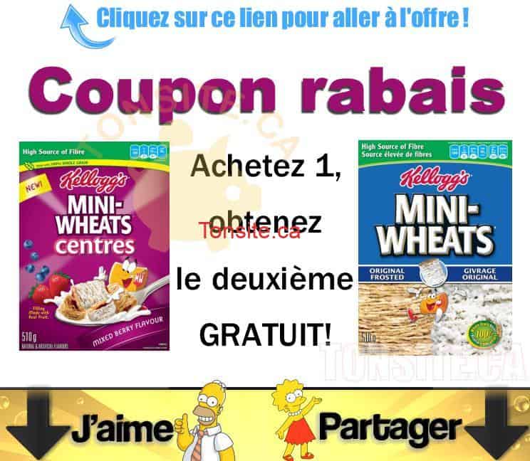 Céréales Kellogg's Mini-Wheats: Coupon Achetez 1, obtenez-en 1 gratuit mini wheats coupon - Céréales Kellogg's Mini-Wheats: Coupon Achetez 1, obtenez-en 1 gratuit