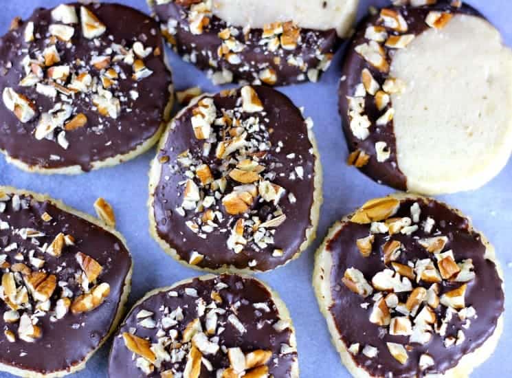 Vanilla Bean Shortbread Cookies (Salted Dark Chocolate Pecan On Top Option too!)