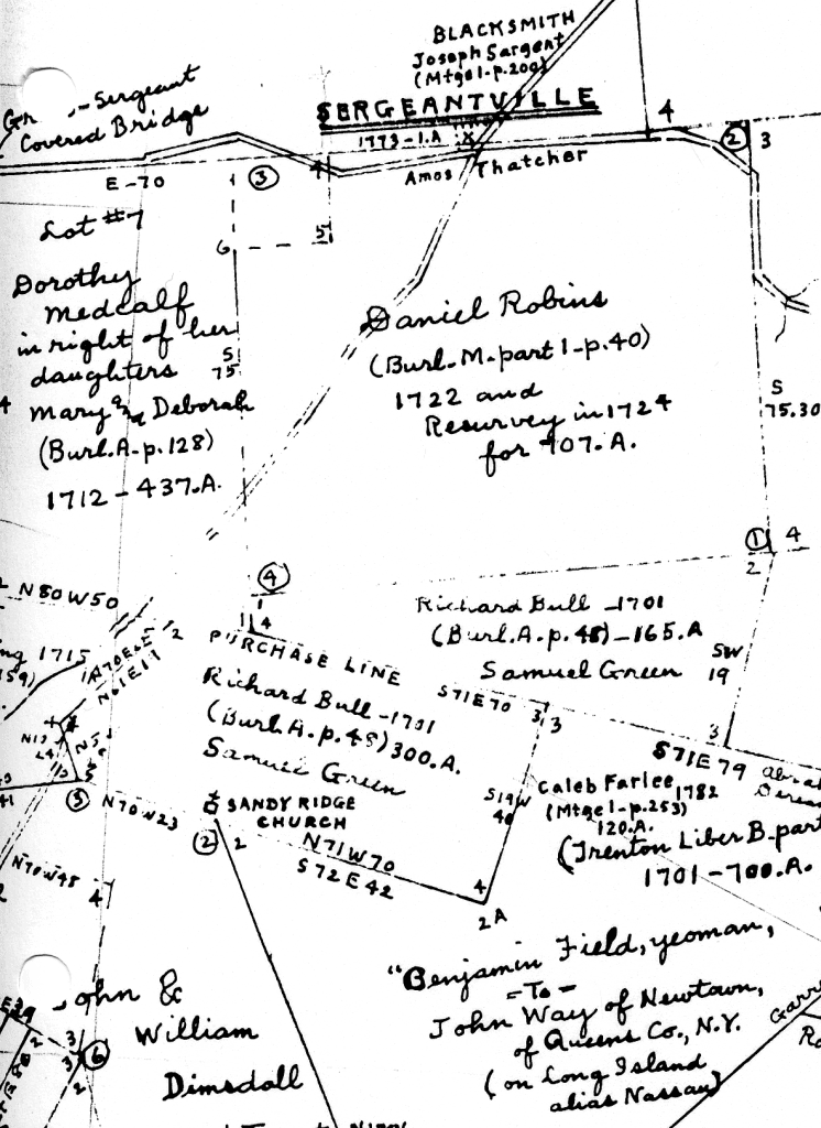 Detail of Hammond Map F showing Richard Bull's 300 acres