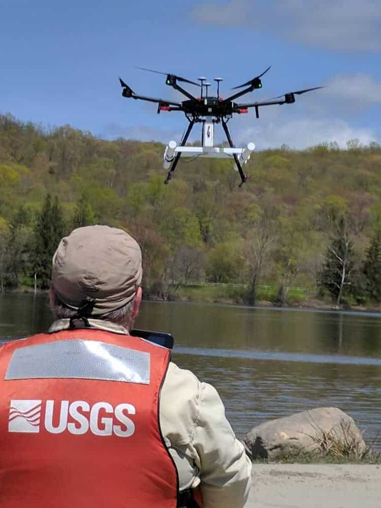 USGS tests drone-based ground-penetrating radar. Photo: Carole Johnson, USGS. Public domain.