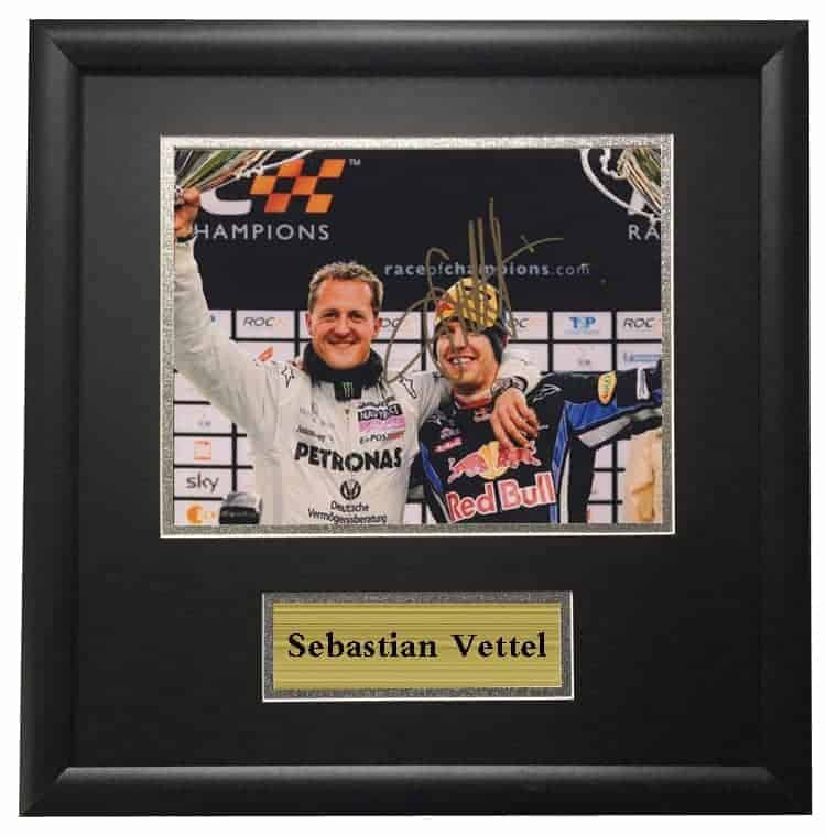 Michael Schumacher And Sebastian Vettel Framed Autographed Signed Photo The Gpbox