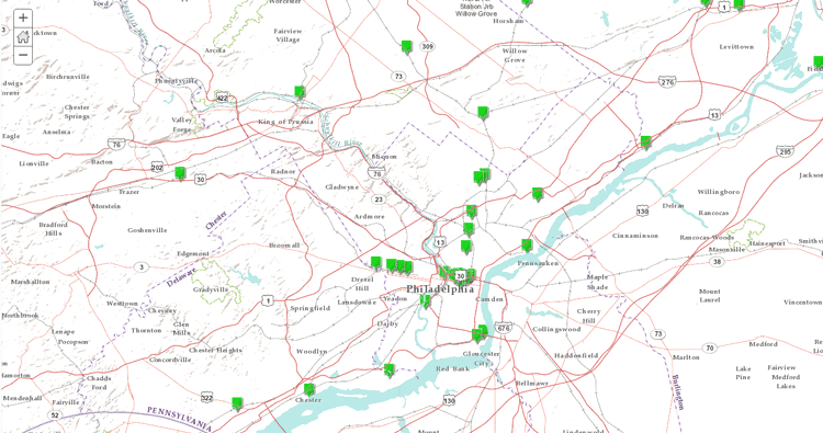 Geolocated social media posts relating to incident reports.