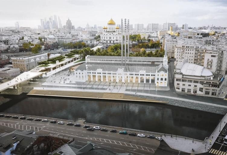 View of the GEM-2 complex from the Bolotnaya Embankment. Photo courtesy by Renzo Piano Building Workshop (RPBW).