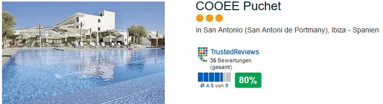 Drei Sterne Hotel 80% positive Bewertung - COEE Puchet in San Antonio Drei Sterne Hotel 80% positive Bewertung - COEE Puchet in San Antonio