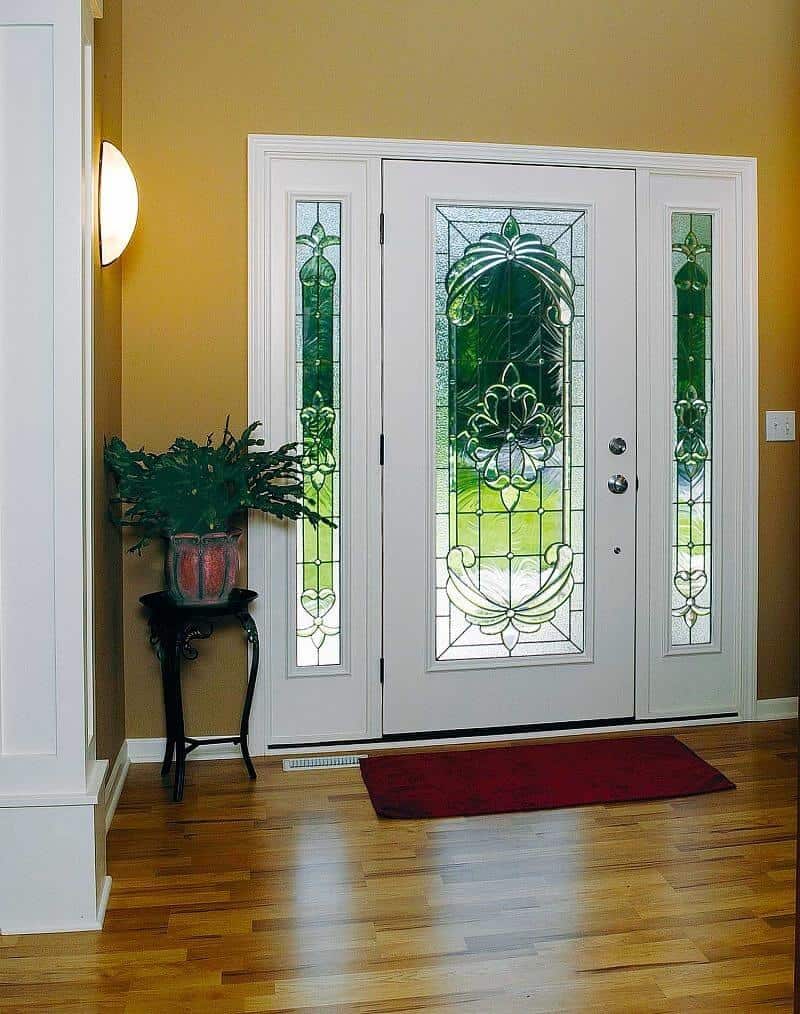 white door frame with glass windows on both sides