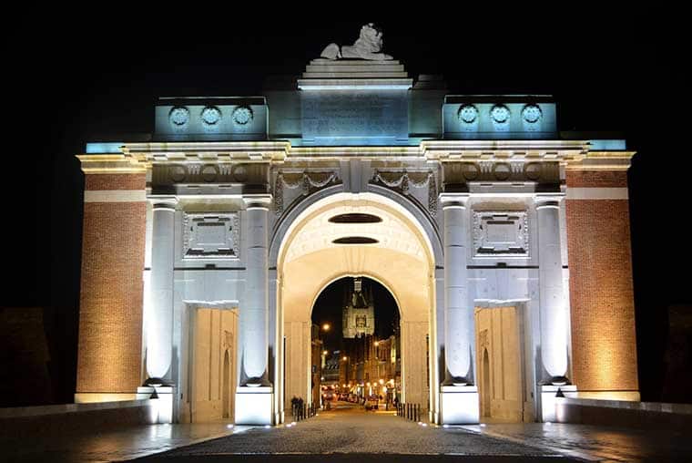 The Menin Gate is beautiful at night. The Menin Gate at midnight- Ypres war memorial