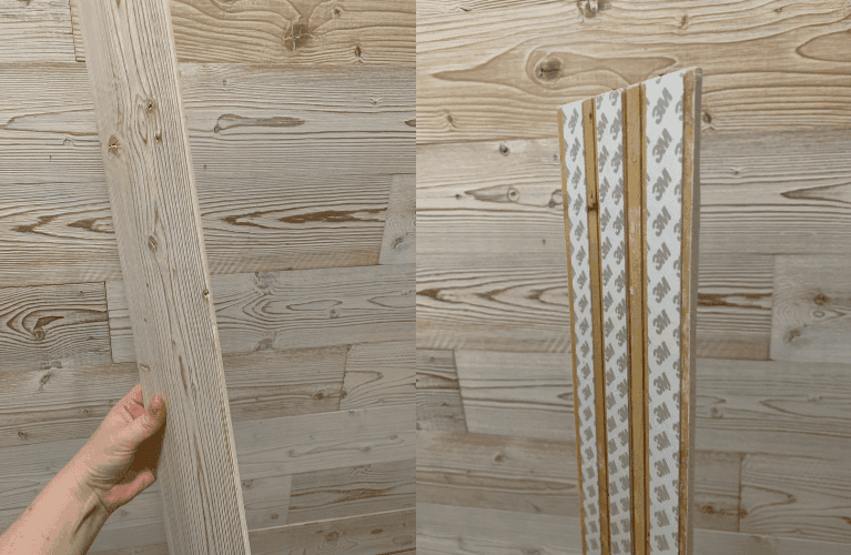 side view of the faux shiplap wood planks