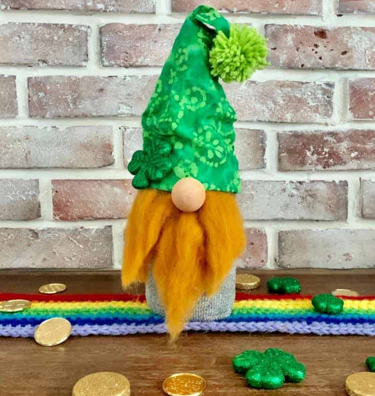 DIY leprechaun gnome on table
