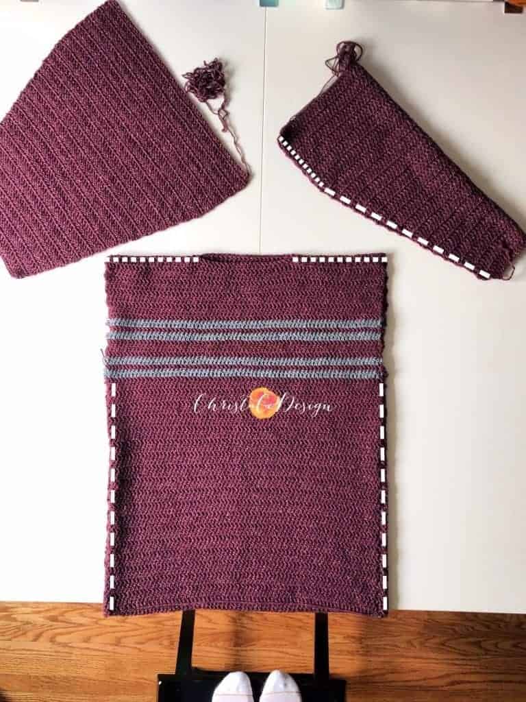 picture of men's crochet sweater body and sleeves