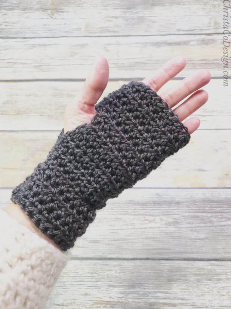 picture of women's fingerless gloves on hand palm side