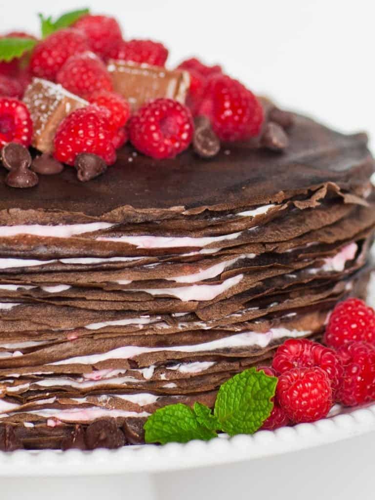 Chocolate Raspberry Crepe Cake Recipe (video) - Tatyanas Everyday Food
