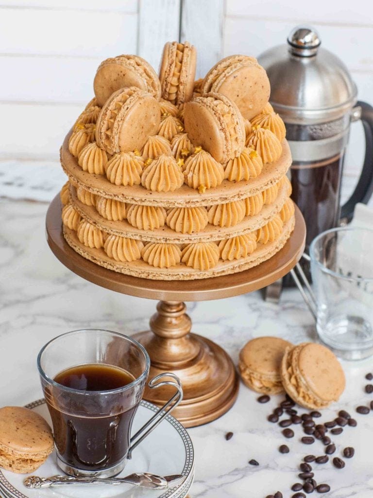Caramel Coffee Macaron Cake Recipe Video Tatyanas Everyday Food