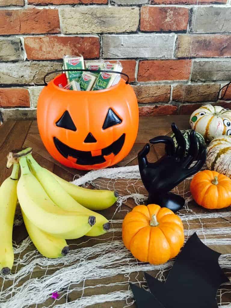 plastic pumpkin filled with cracker treats