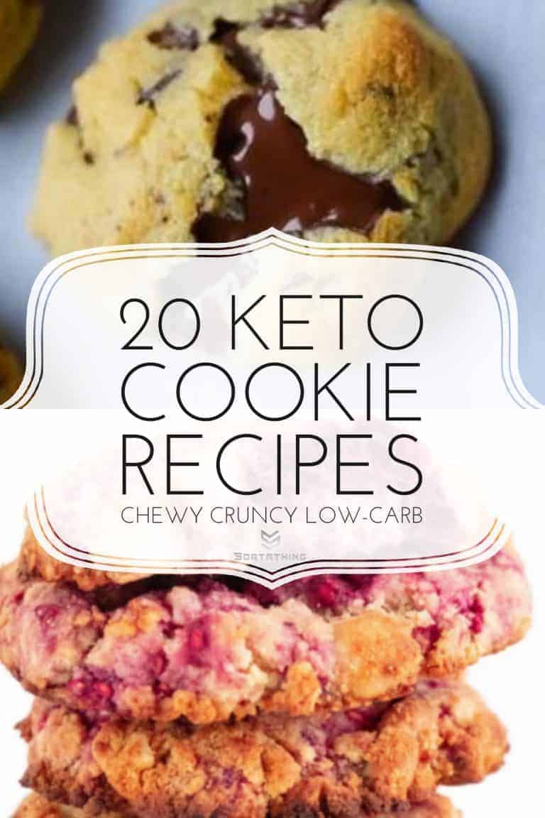 20 Keto Cookie Recipes - Chewy Crunchy Low Carb - Sortathing Food & Health Keto Chewy Chocolate Chip Cookies & Keto Macadamia Raspberry Cookies