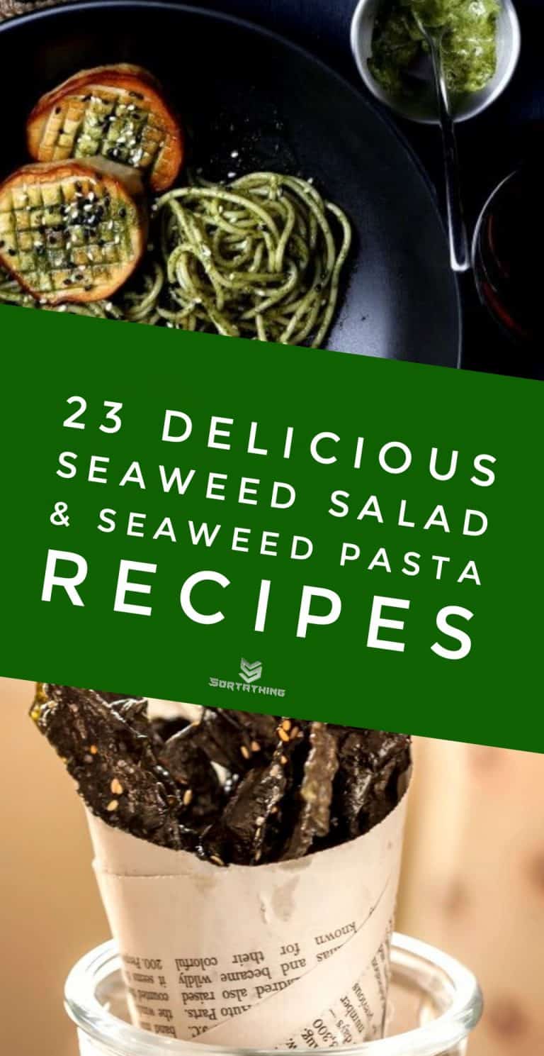 23 Delicious Seaweed Salad, Seaweed Pasta & Kelp Noodle Recipes - Sortathing Food & Health Pasta with Seaweed-Matcha Butter & Vegan Scallops & Spicy Sesame Nori
