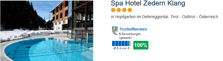 Spa Hotel Zedern Klang - Halbpension ab 90,50€ die Nacht 2 4 Sterne Hotel in Hopfgarten im Defereggental bei Osttirol
