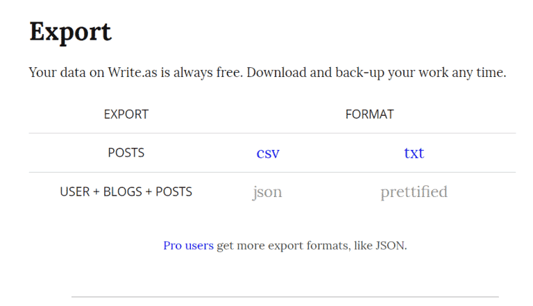 write.as export