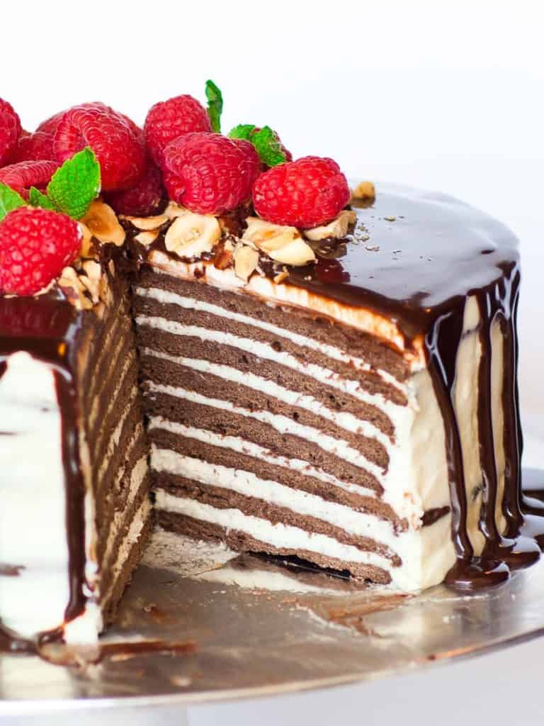 chocolate spartak cake inside; russian chocolate cake recipe