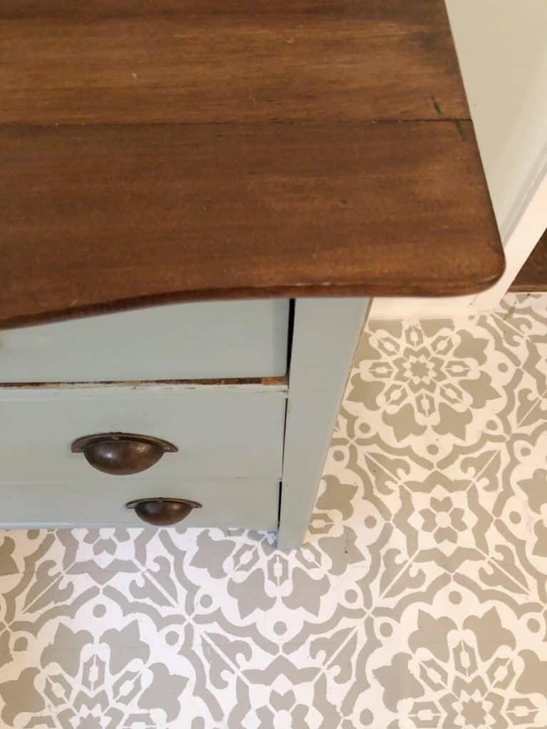 top view of antique dresser