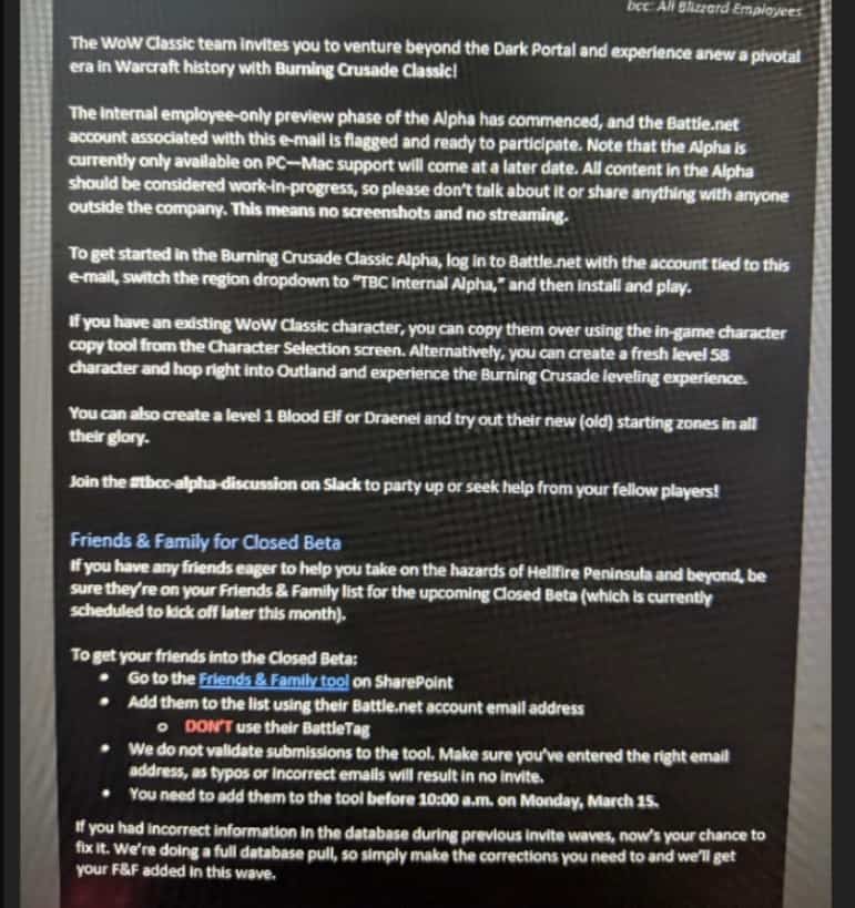 The Burning Crusade Beta Will Begin This Month According TO Leaked E-mail 2 The Burning Crusade Beta Will Begin This Month According TO Leaked E-mail 2
