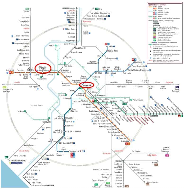 map of Rome metro subway