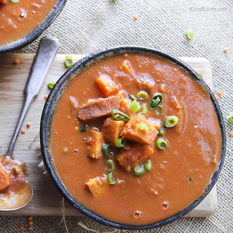 Sweet Potato & Coconut Soup with warming spices by Anastasia gluten-free vegan