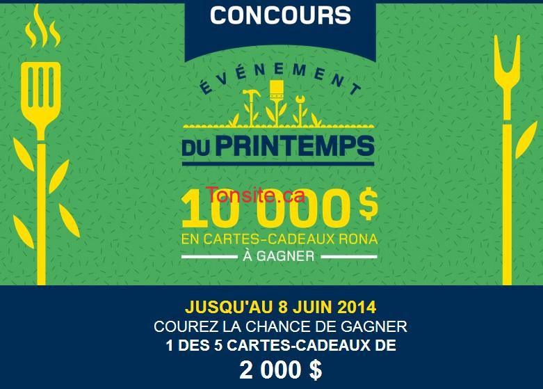 Concours Rona: Gagnez 1 des 5 cartes-cadeaux de 2000$! rona concours - Concours Rona: Gagnez 1 des 5 cartes-cadeaux de 2000$!