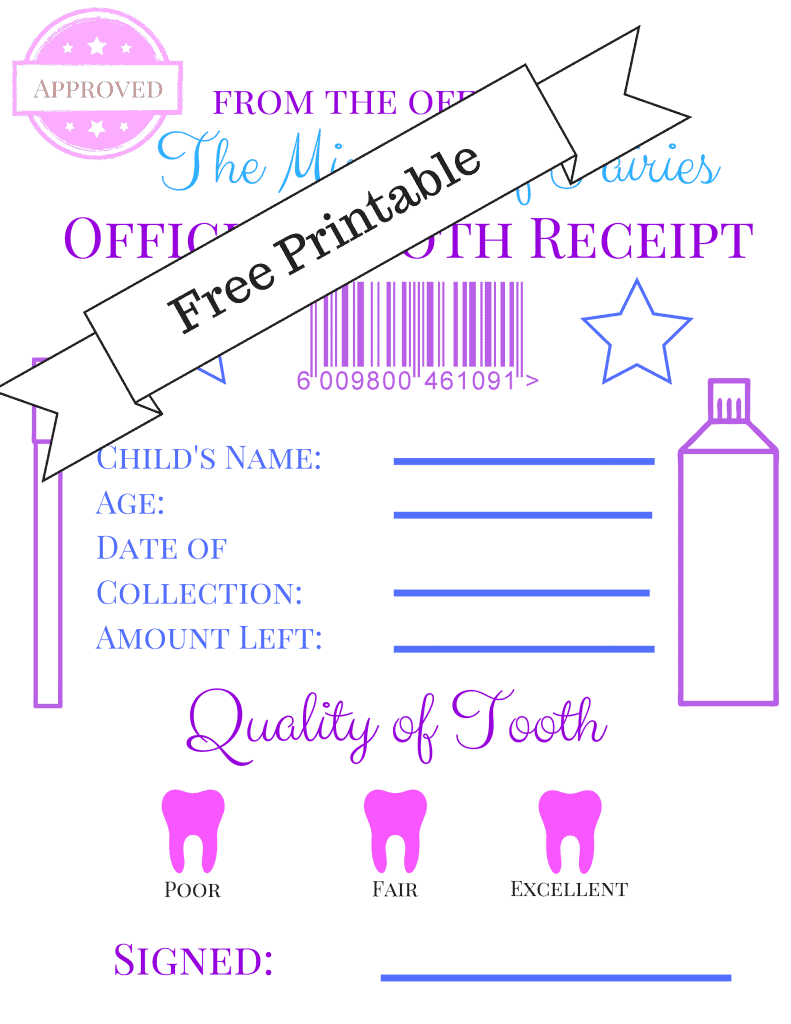 free tooth fairy receipt printable