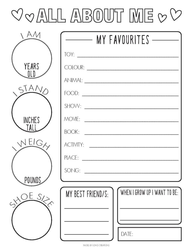 2020 Covid-19 time capsule all about me free printable