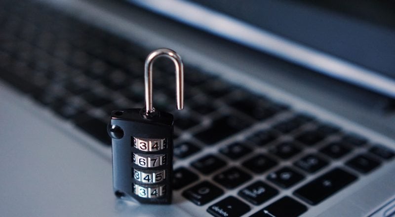 combination padlock on laptop