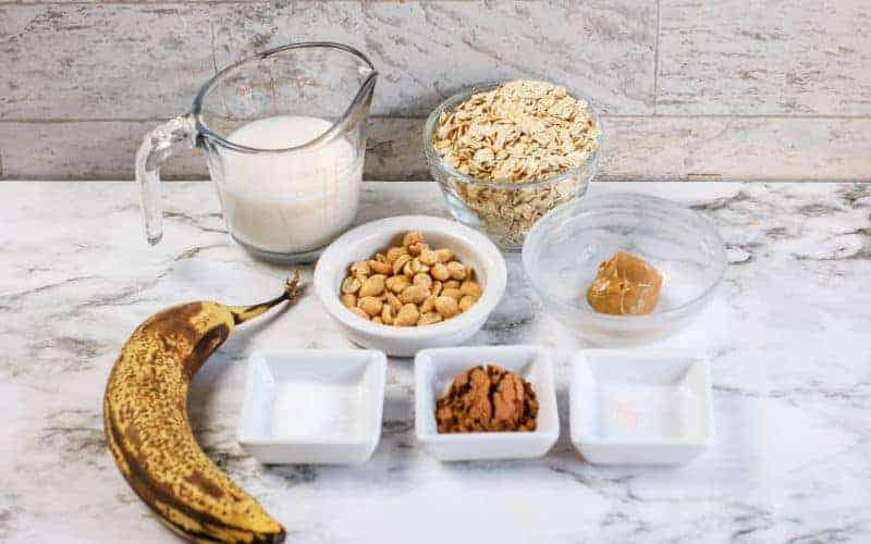 ingredients on a table for banana overnight oats