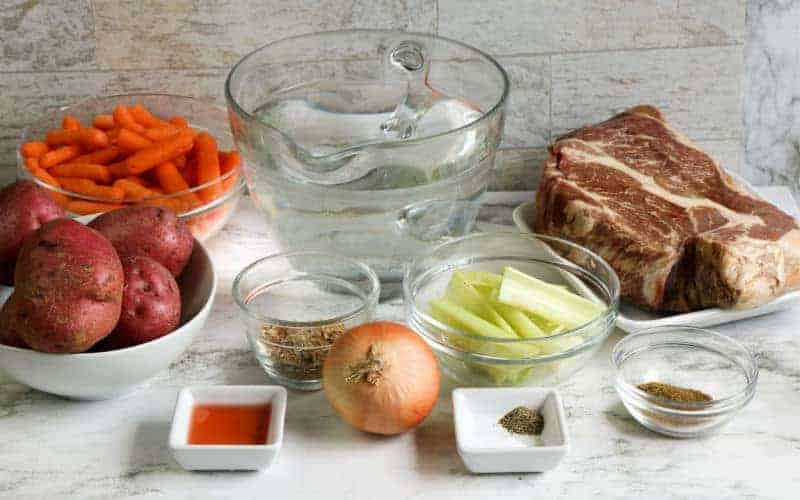 stovetop pot roast ingredients on table