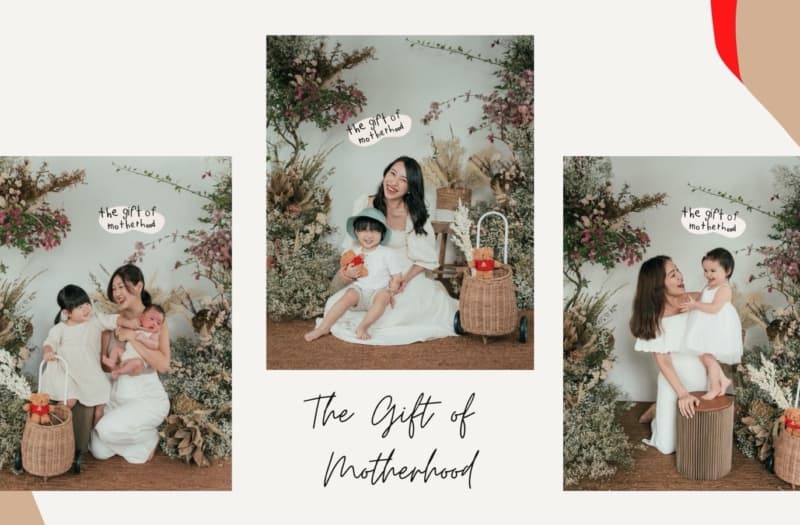mothers with children and flower decorations
