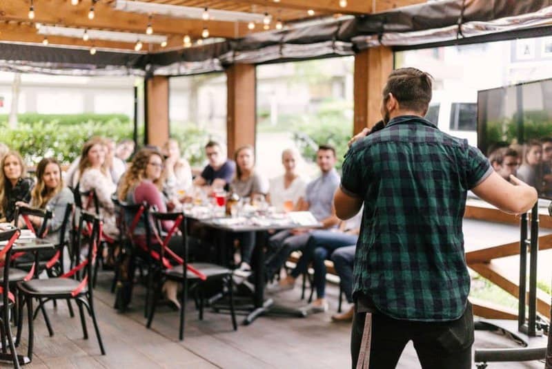 A man talking to an audience