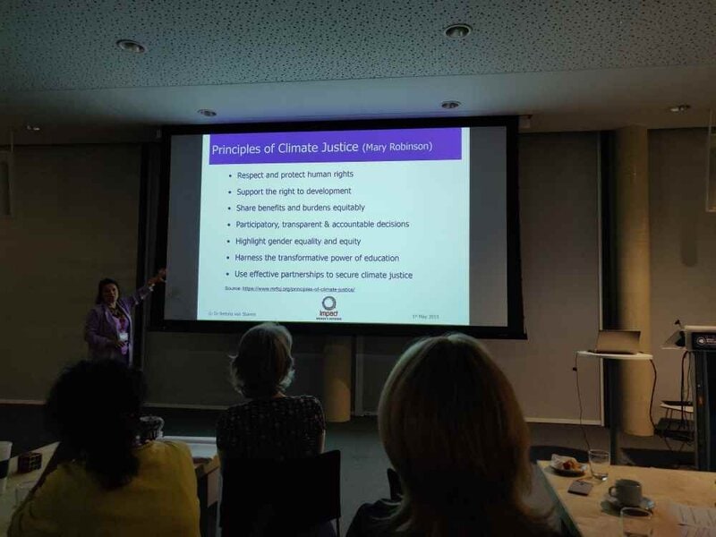 A slide showing the Mary Robinson Foundation climate justice principles