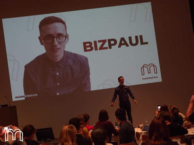BizPaul on stage at Marketed.Live 2019