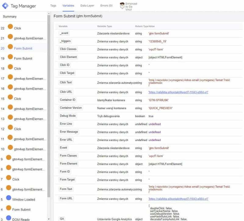 Variables w Form Submit GTM