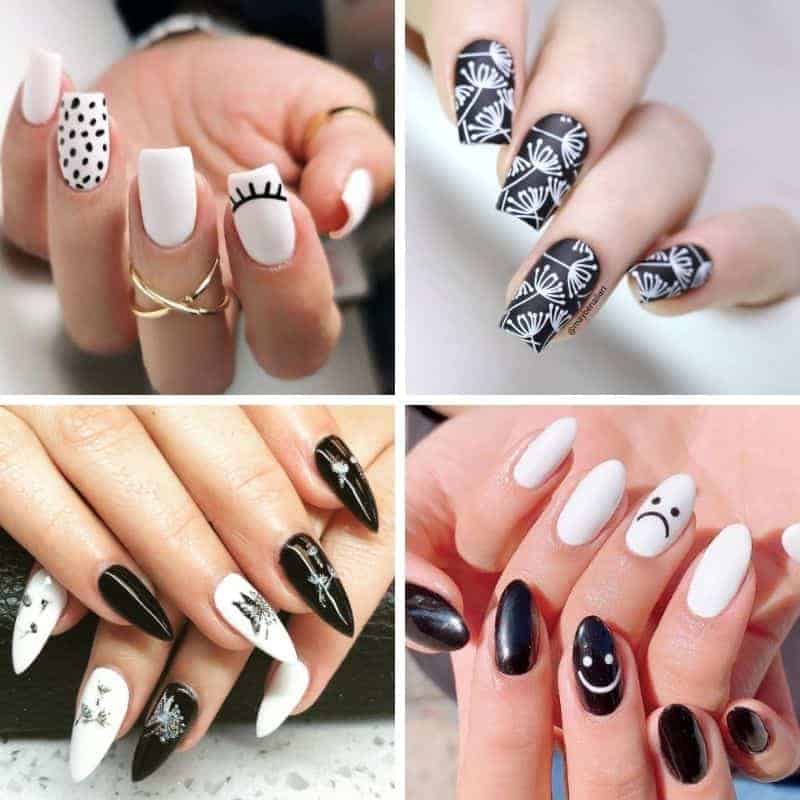 Summer Black and White Nail Design