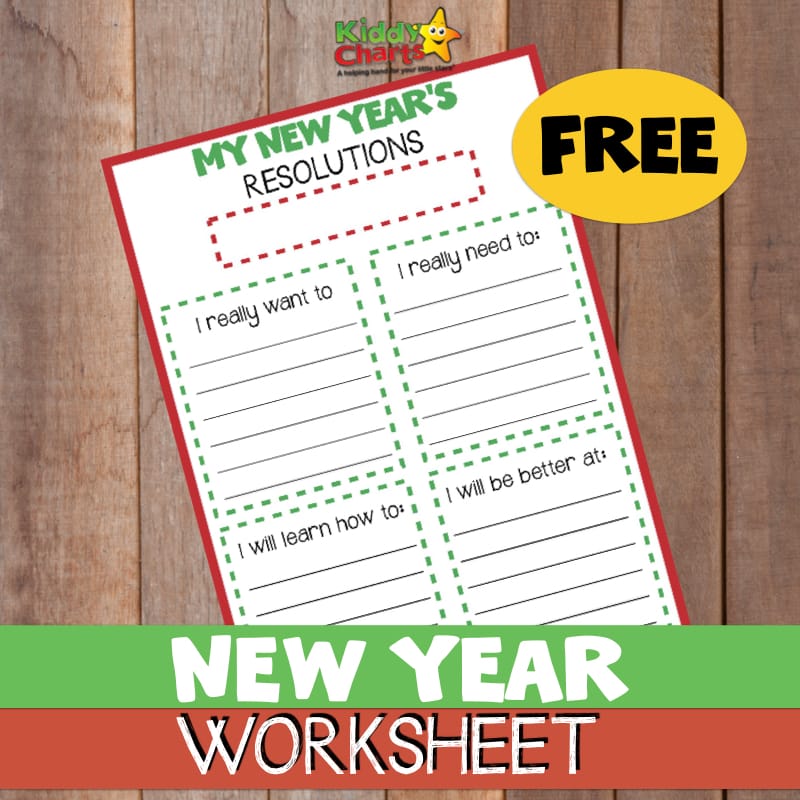 Free printable kids&#039; new year&#039;s resolution worksheet