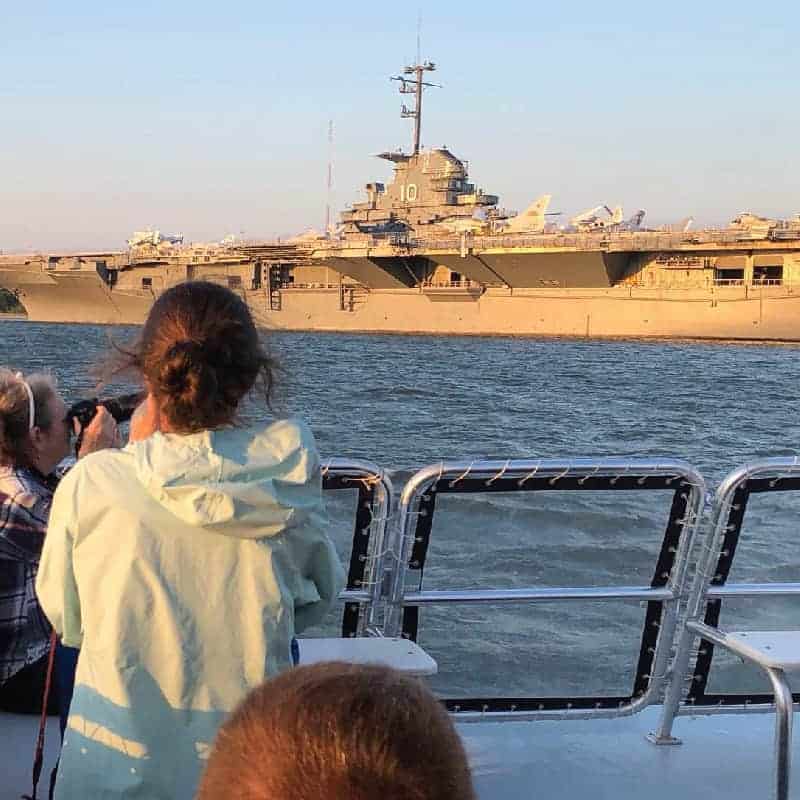 Edu_History Close look at historic battle ship. Best boat tours in Charleston, SC