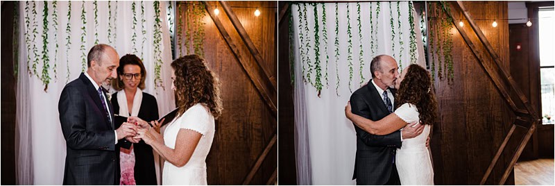 saying I do at Bleuroot restaurant in West Dundee IL wedding, covid-19 wedding, social distancing wedding,