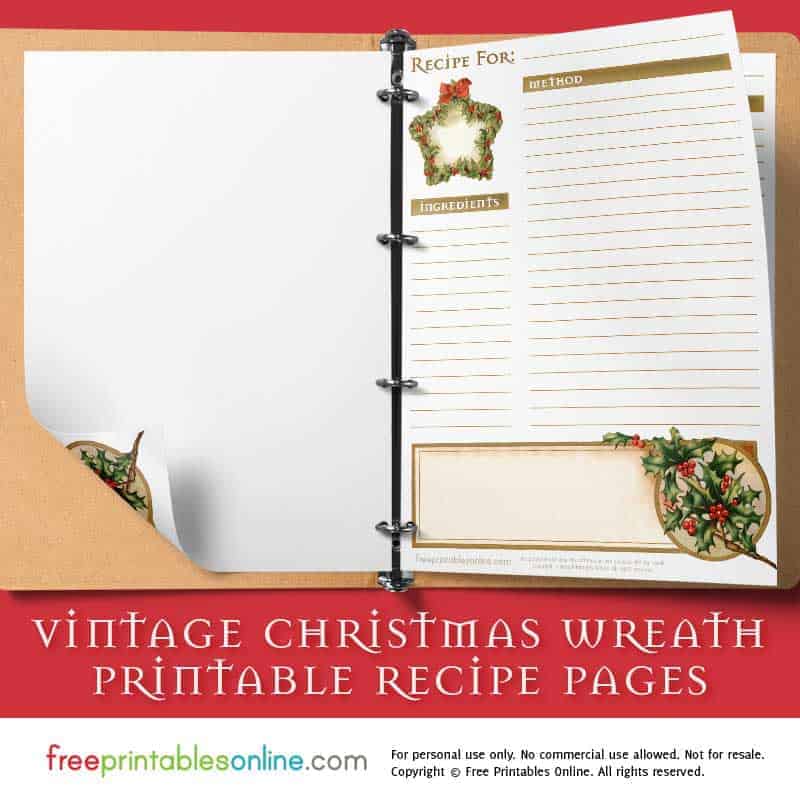 Vintage Christmas Wreath Recipe Page