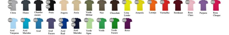 Tabela de cores T-Shirts Dogo Premium