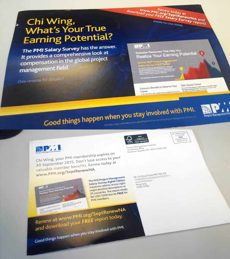 Printed Flyer Reminder from PMI